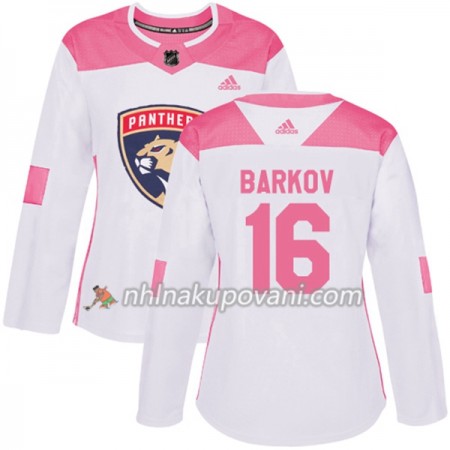 Florida Panthers Dresy Aleksander Barkov 16 Bílá 2017-2018 Adidas Růžová Fashion Authentic - Dámské